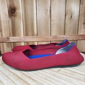 Rothys The Flat Shoes Womens Size 10.5 Red Knit Ballet Round Toe Slip On Comfort